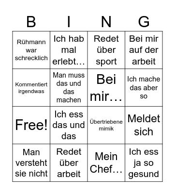 Das Vera bingo Card