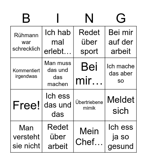 Das Vera bingo Card