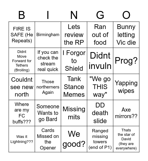 FRU Bingo Card