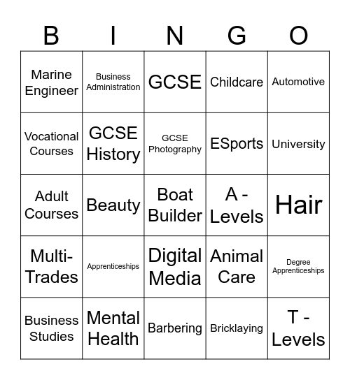 Career Bingo! Bingo Card