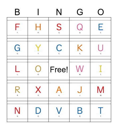 Capital letters Bingo Card