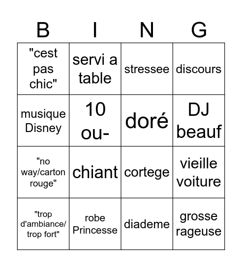 chic et epure 110 / 43k Bingo Card