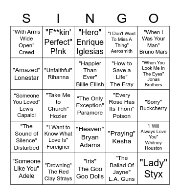 Belt Ballads at the Beach!!  ROUND 2: Two Lines to win Bingo Card