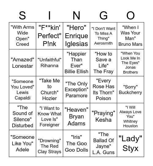 Belt Ballads at the Beach!!  ROUND 2: Two Lines to win Bingo Card