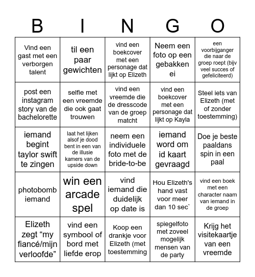 Elizeth's Bachelorette Bingo Card