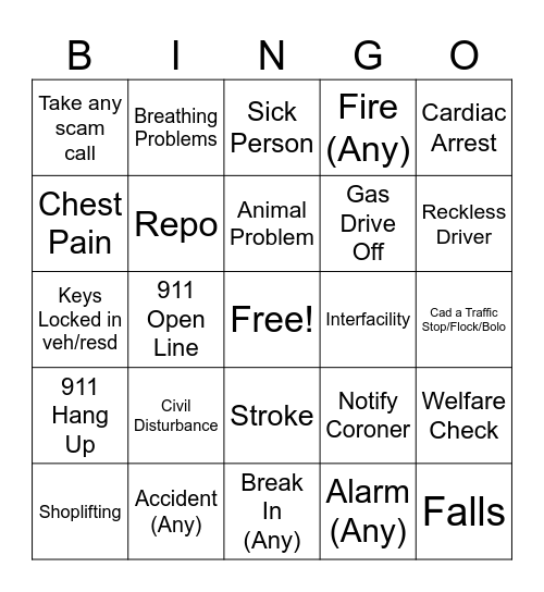 Typical Wednesday Bingo Card