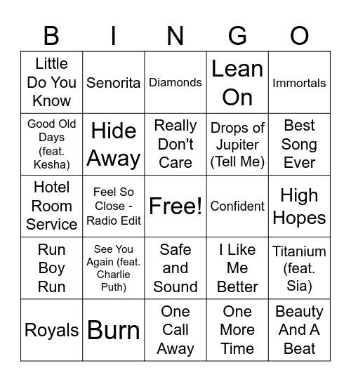 2016 Throwbacks! Bingo Card