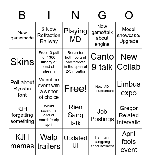 Untitled Bingo Card