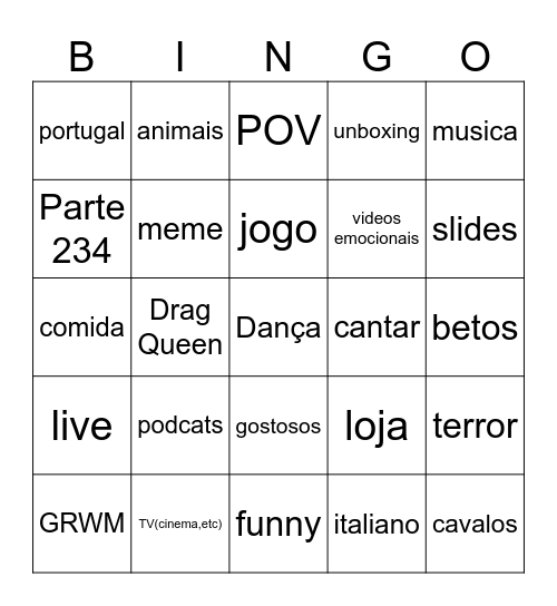 tiktok bingo Card