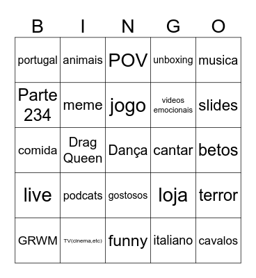 tiktok bingo Card