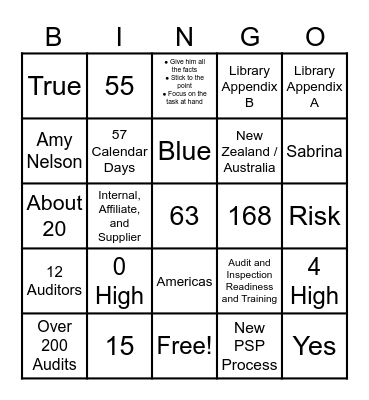 Internal Audit Program Bingo Card