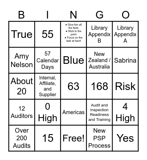 Internal Audit Program Bingo Card