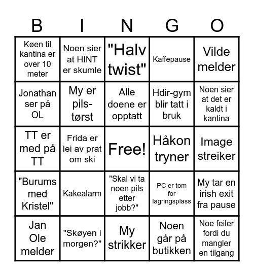 HDIR Bingo 1.0 Bingo Card