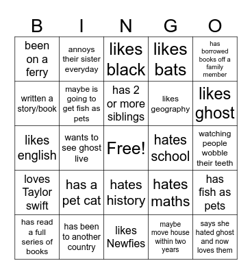Life Bingo Card