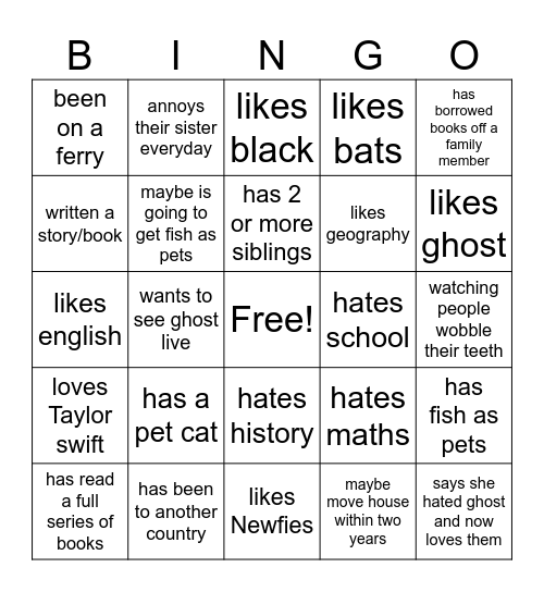 Life Bingo Card