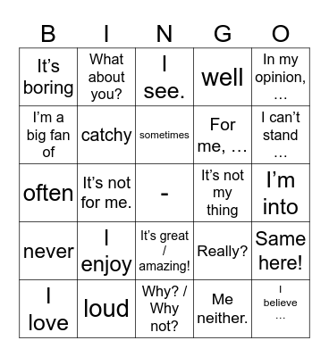 Language support bingo Card