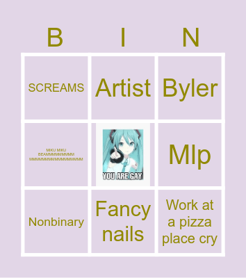 Evan bin Bingo Card