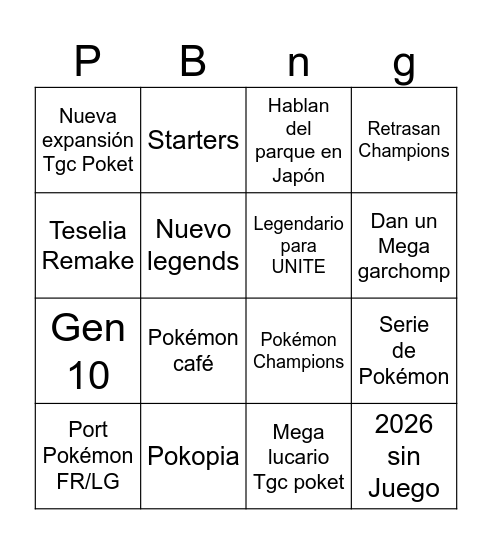 Poke bingo Card