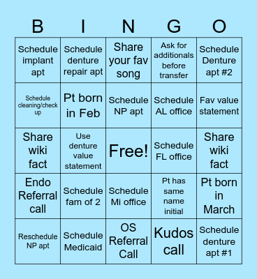 Callbuster Bingo Card