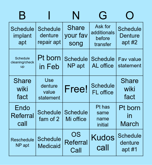 Callbuster Bingo Card
