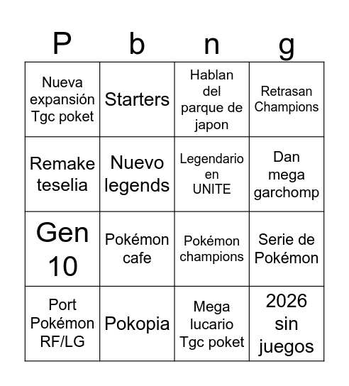 PokeBingo Card