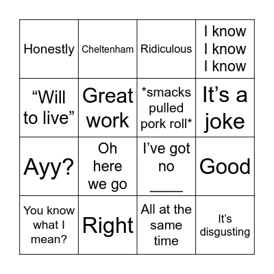 William Bingo! Bingo Card