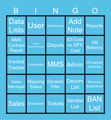 RA Bingo Card