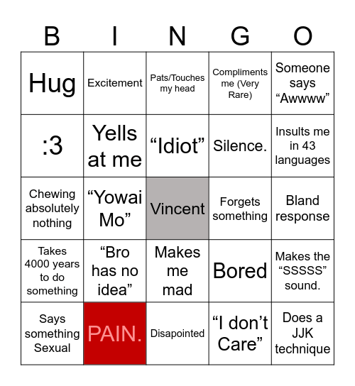 Vincent Bingo Card