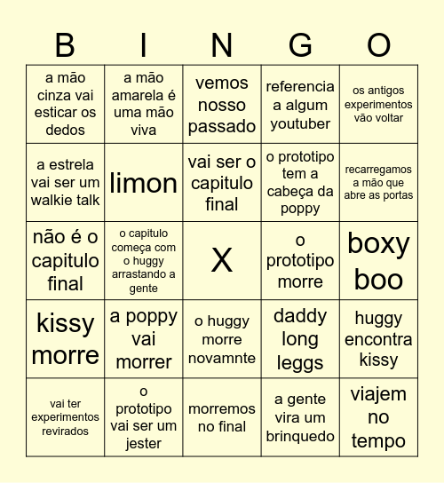 Poppy playtime 5 Bingo Card