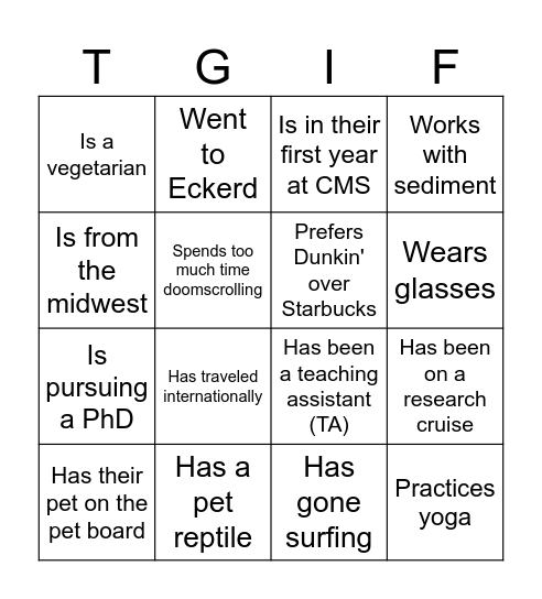 Find Someone Who... Bingo Card