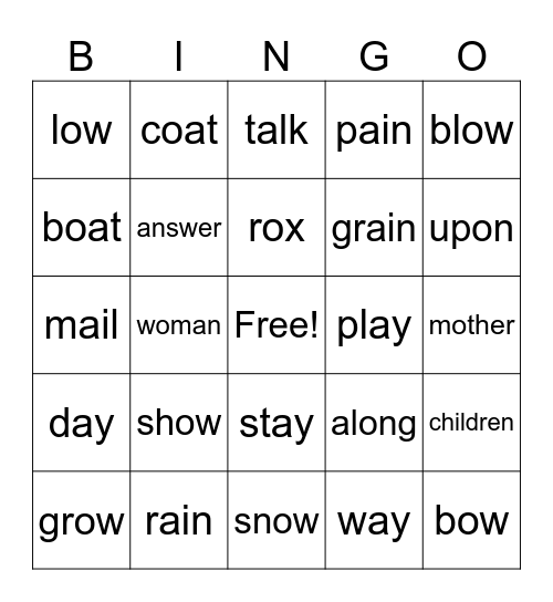 8-1 Bingo Card