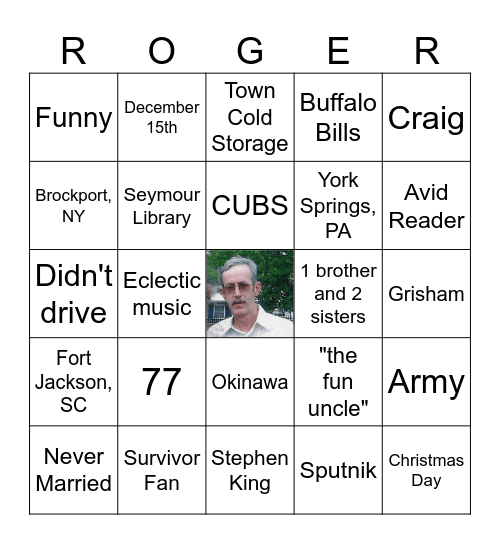 All About Roger Bingo Card