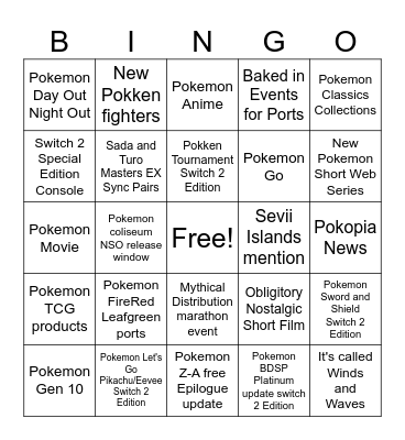 Pokemon day 30th Bingo Card