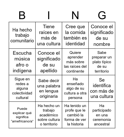 Caminhos Amefricanos Bingo Card