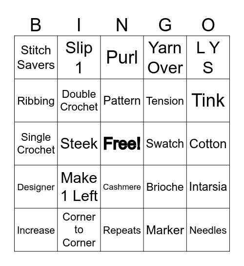 Twisted Stitchers Bingo Card