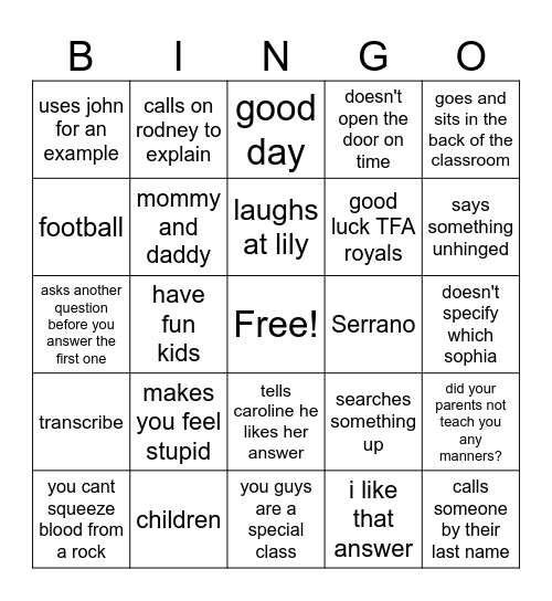 bio bingo 6th period Bingo Card