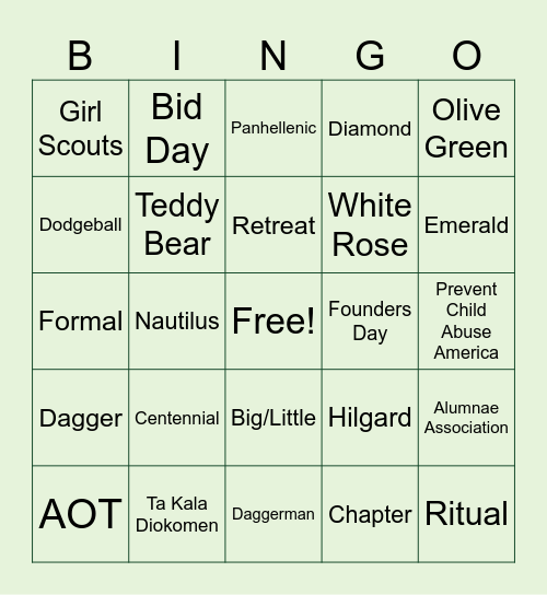 Shamrock Bingo! Bingo Card
