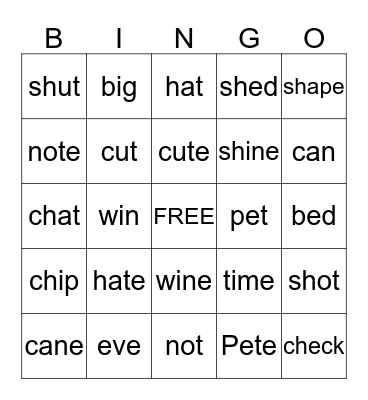 Camp Review 1/23-1/26 Bingo Card