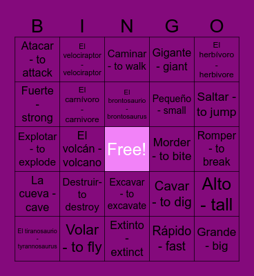 SPANISH BINGO Card