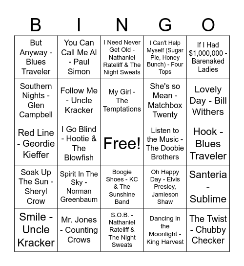 Happy Mix Bingo Card