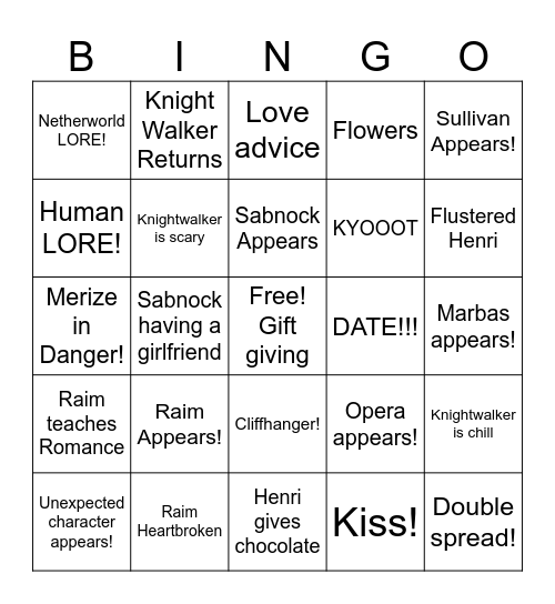 Henrize Bingo Card
