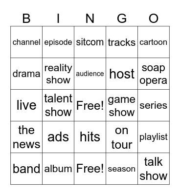 TV and Music - Advanced 1 Bingo Card