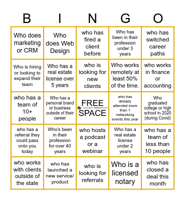 Connect & Network: Find Someone Who Bingo Card