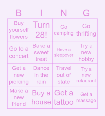 Year 28 Bingo! Bingo Card