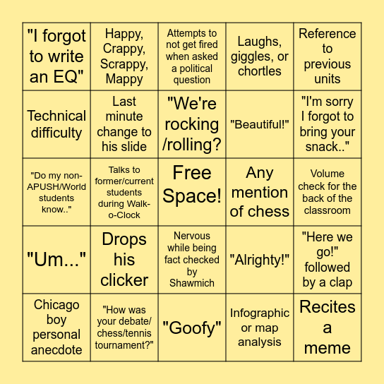 APHUG BINGO: THE GOAT!!! Bingo Card