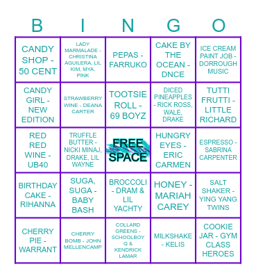 ON THE MENU Bingo Card