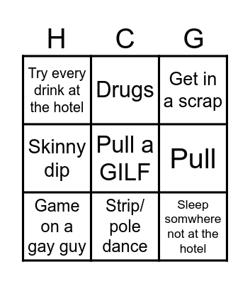 Lads holiday Bingo Card