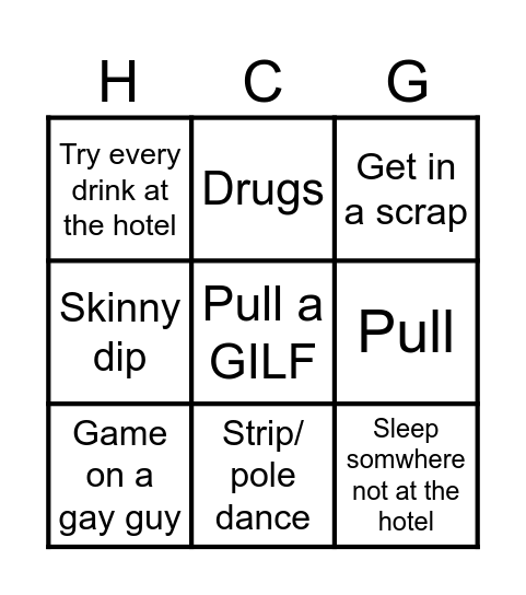 Lads holiday Bingo Card