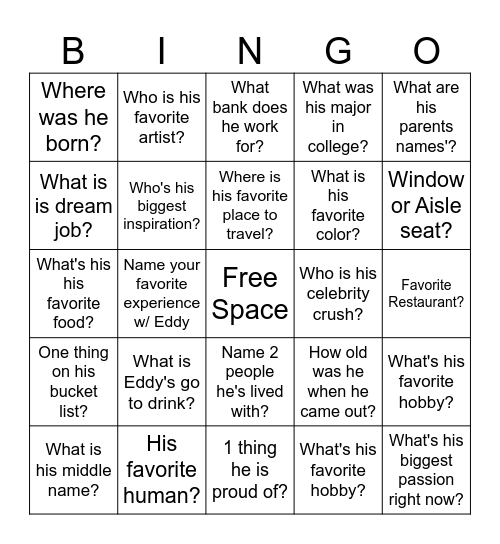 How well do you know the Birthday Boy? Bingo Card