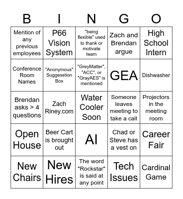 2025 Company Update Bingo Card